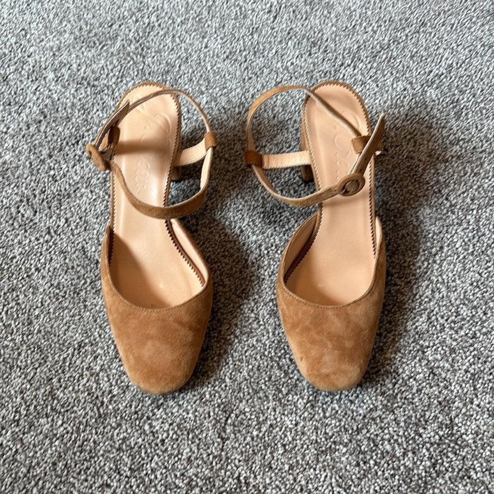 J. Crew Maisie Suede Block Heel Ankle Strap Pump - Picture 2 of 10